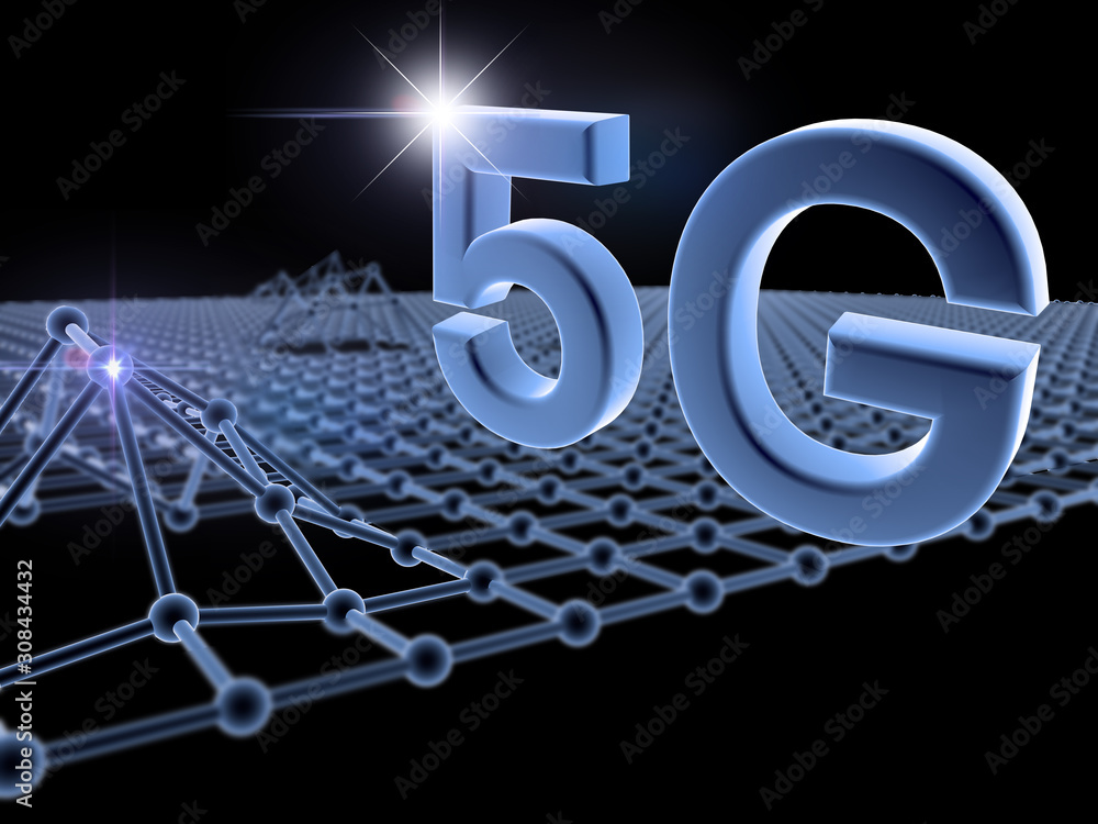 Poster 3d connection concept, 5g network wireless systems,blockchain network technology graphic background