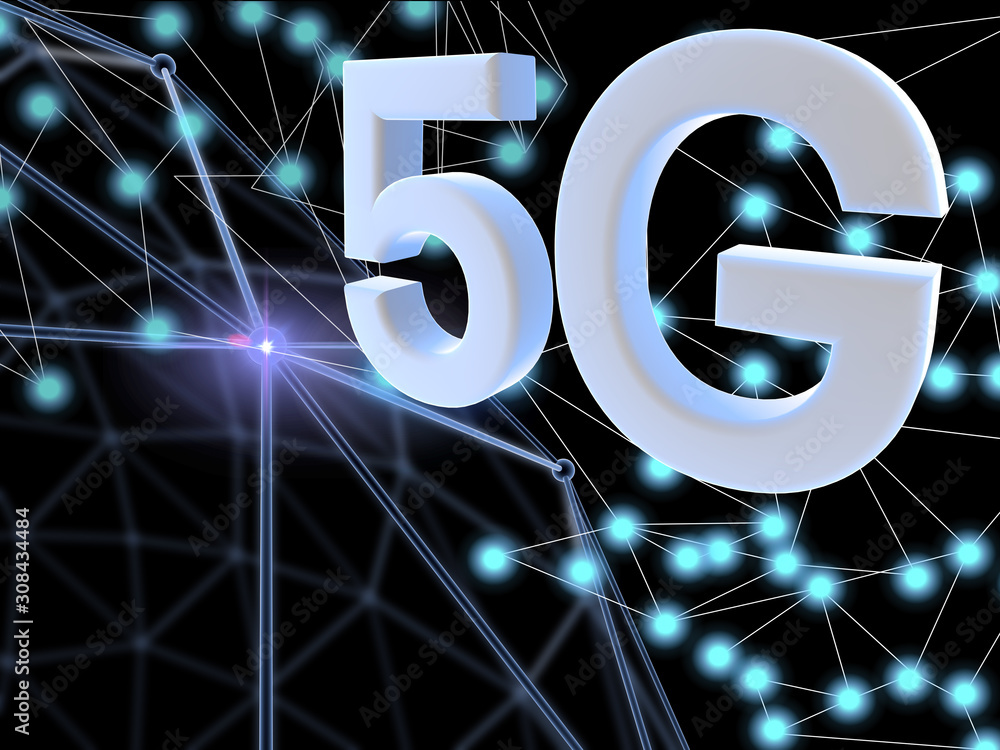 Poster 3d connection concept, 5g network wireless systems,blockchain network technology graphic background