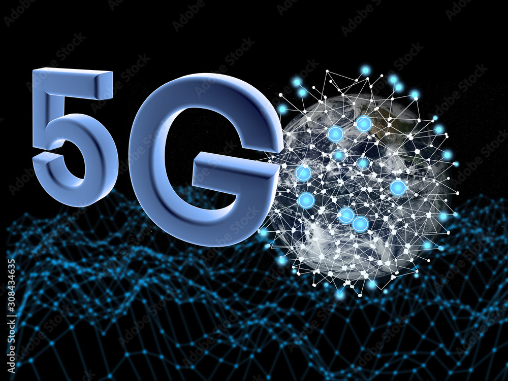 Aufkleber 3d connection concept, 5g network wireless systems,blockchain network technology graphic background 