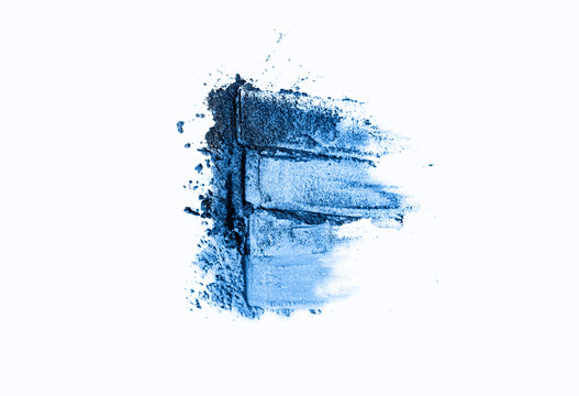 Eye shadow palette representing the color of the year 2020 classic blue. Toned photo.