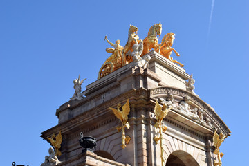Guilded Chariot & Horses on Sunny Stone Monument
