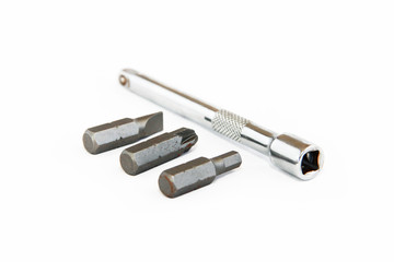 metal old nozzles and screwdriver for repair and installation