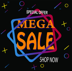 Sale banner template design, mega sale special offer. end of season special offer banner. vector illustration.editable text