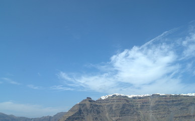 Volcanic caldera at the beautiful Greek holiday island of Santorini.