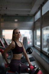 Fototapeta premium Frau im Fitnessstudio beim Sport machen