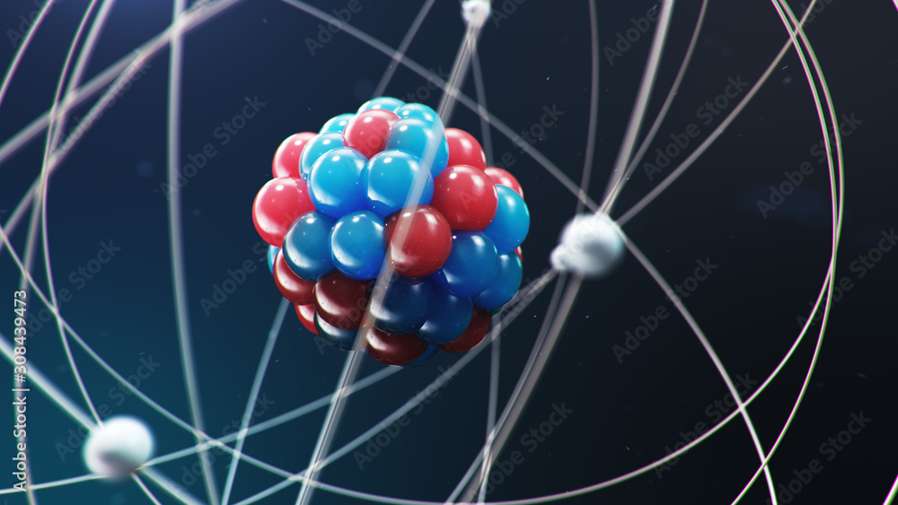 Aufkleber abstract atom model. atom is the smallest level of matter that forms chemical elements. glowing ener