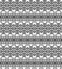 Ethnic geometric pattern. Black and white seamless background. Pixel boho ornament.