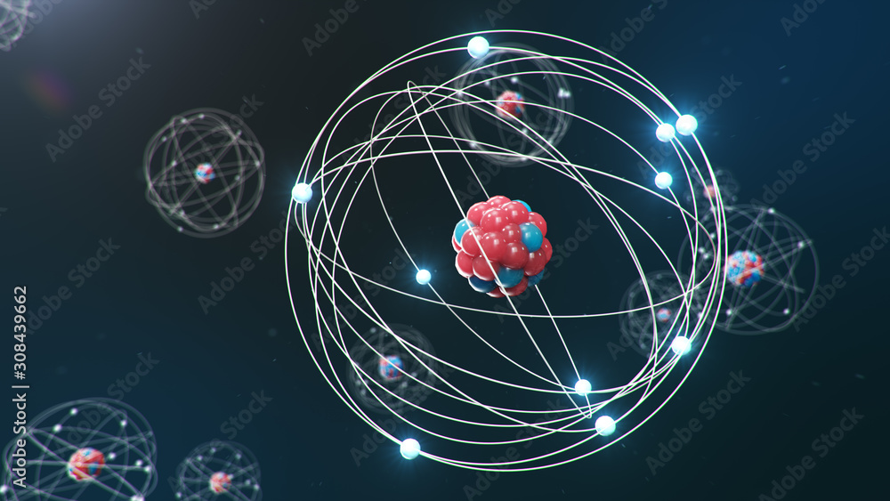 Aufkleber abstract atom model. atom is the smallest level of matter that forms chemical elements. glowing ener
