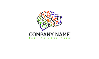 Tree, Leaf Brain Life Coach Concept Logo Design