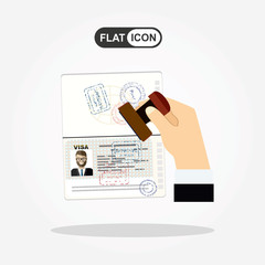 Visa Stamp Passport. Flat design style.