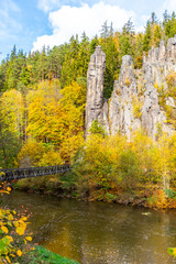 Svatos Rocks, Czech: Svatosske skaly, above Ohre River at autumn time, Czech Republic