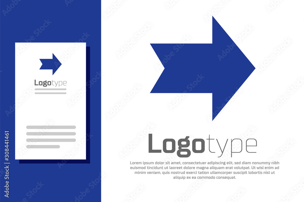 Poster blue arrow icon isolated on white background. direction arrowhead symbol. navigation pointer sign. l