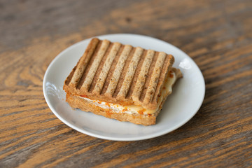 a slice of toast on the table