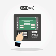 ATM payment vector illustration. Withdrawing money from card concept.