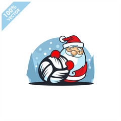 Volleyball ball with santa claus christmas theme logo vector