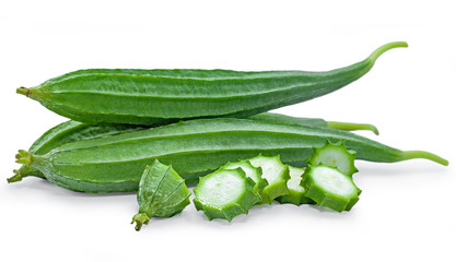 Green Luffa acutangula isolated on white background 