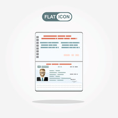Passport with biometric data. Identification Document. Flat Vector Illustration