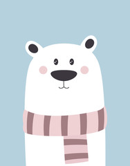 cute winter card with bear