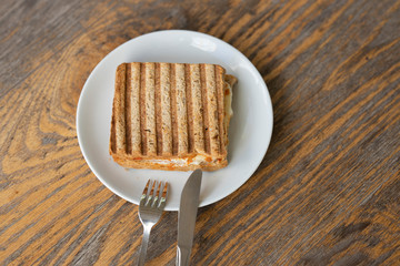 a slice of toast on the table
