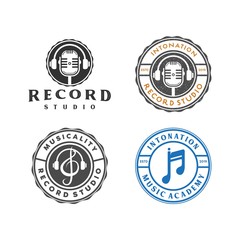 Fototapeta na wymiar record studio and music logo, icon and vector