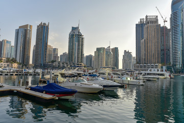 Fototapeta na wymiar Marina Walk, Dubai Marina area, Dubai, United Arab Emirates