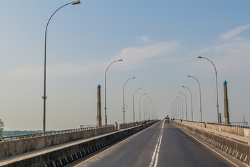 KHULNA, BANGLADESH - NOVEMBER 16, 2016: Traffic on Khan Jahan Ali Bridge over Rupsa River in Khulna, Bangladesh