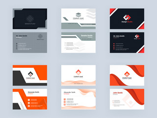 Modern Business Card or Horizontal Template Design Set in Front and Back View.