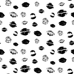 Fototapeta premium Seamless pattern of vector images of lips. Imprint of the lips. Kiss. Valentine's Day. Love. Romance.