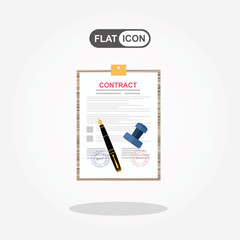 Approved contract with stamp and pen. Approved application concepts. Modern flat design graphic elements for web banners, websites, infographics. Vector illustration.