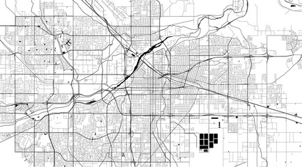 map of the city of Bakersfield, USA