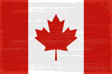 Flat flag of Canada with red maple leaf on white