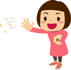 豆まき 女の子 左向き