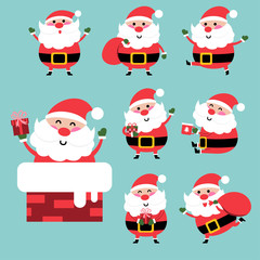 happy santa character design set