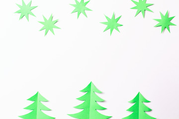 Christmas tree handmade. Flat lay, top view, white background. New year concept.