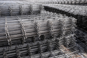 Rebar, reinforcing bars or steel close up, reinforcement steel, wires mesh of steel used as a...