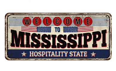 Fototapeta premium Welcome to Mississippi vintage rusty metal sign