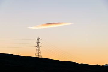 Electricity pylon in Scottish Highlands, Loch Lomond and Trossachs National Park, Scotland
