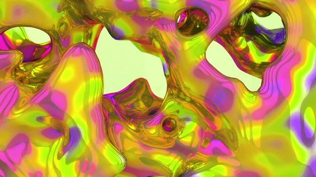 3d animation of weightless substance or glossy liquid paint background.