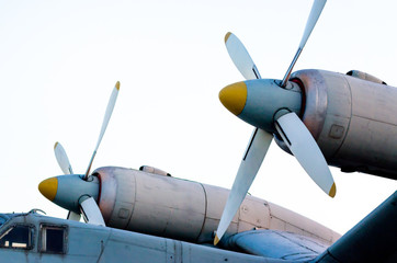 propeller engine of an old vintage airplane
