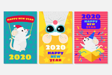 Mice vector greeting cards set