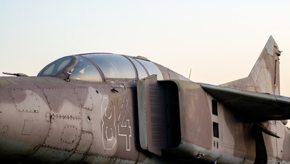 Fototapeta na wymiar old military army fighter aircraft close up