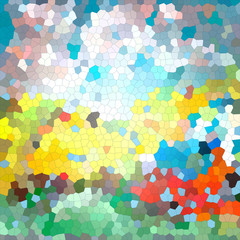 Colored red, blue, pink geometric mosaic background