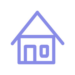 Purple house with roof thick line vector icon