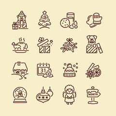 Set of Christmas icons for design and decoration