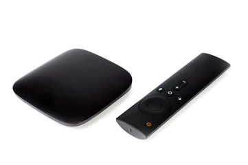 TV set-top box for viewing video content with a USB port, Wi-Fi and a remote control © Pavlo