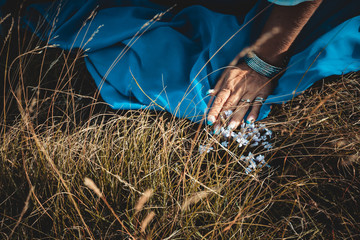 mountain flowers in hand