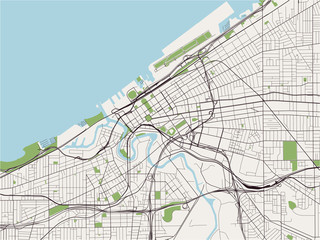 map of the city of Cleveland, Ohio, USA