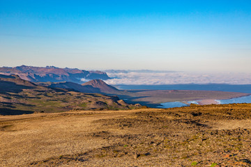 View from Snaefellsjökull volcano to Snaefells peninsula in summer