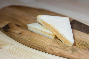 a slice of sandwich on table