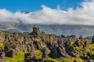 View on Snaefellsjökul volcano summit in summer